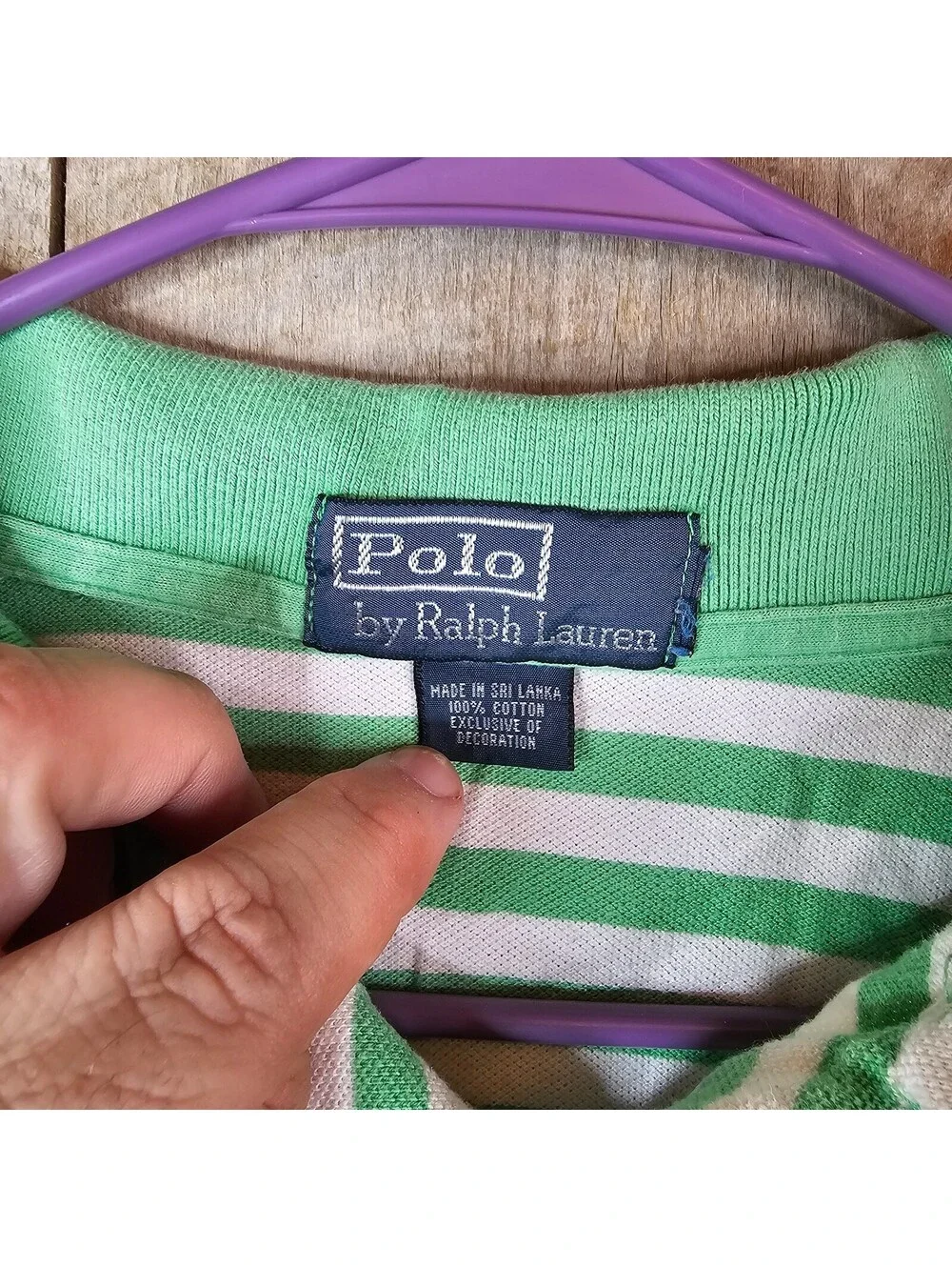 Polo Ralph Lauren Mens XL Green White Striped Polo Shirt Orange Pony